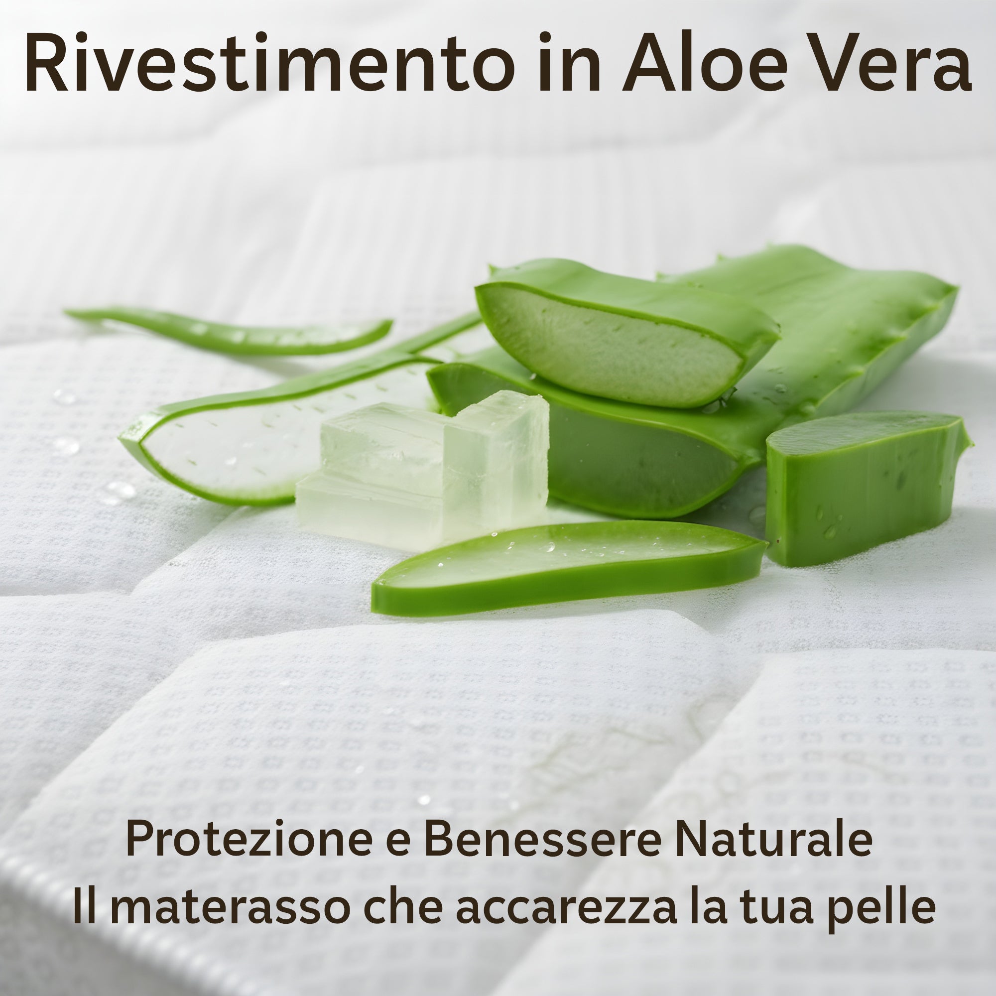 Materasso Sfoderabile con Zip in Waterfoam ad Alta Densità Rivestimento Aloe Vera