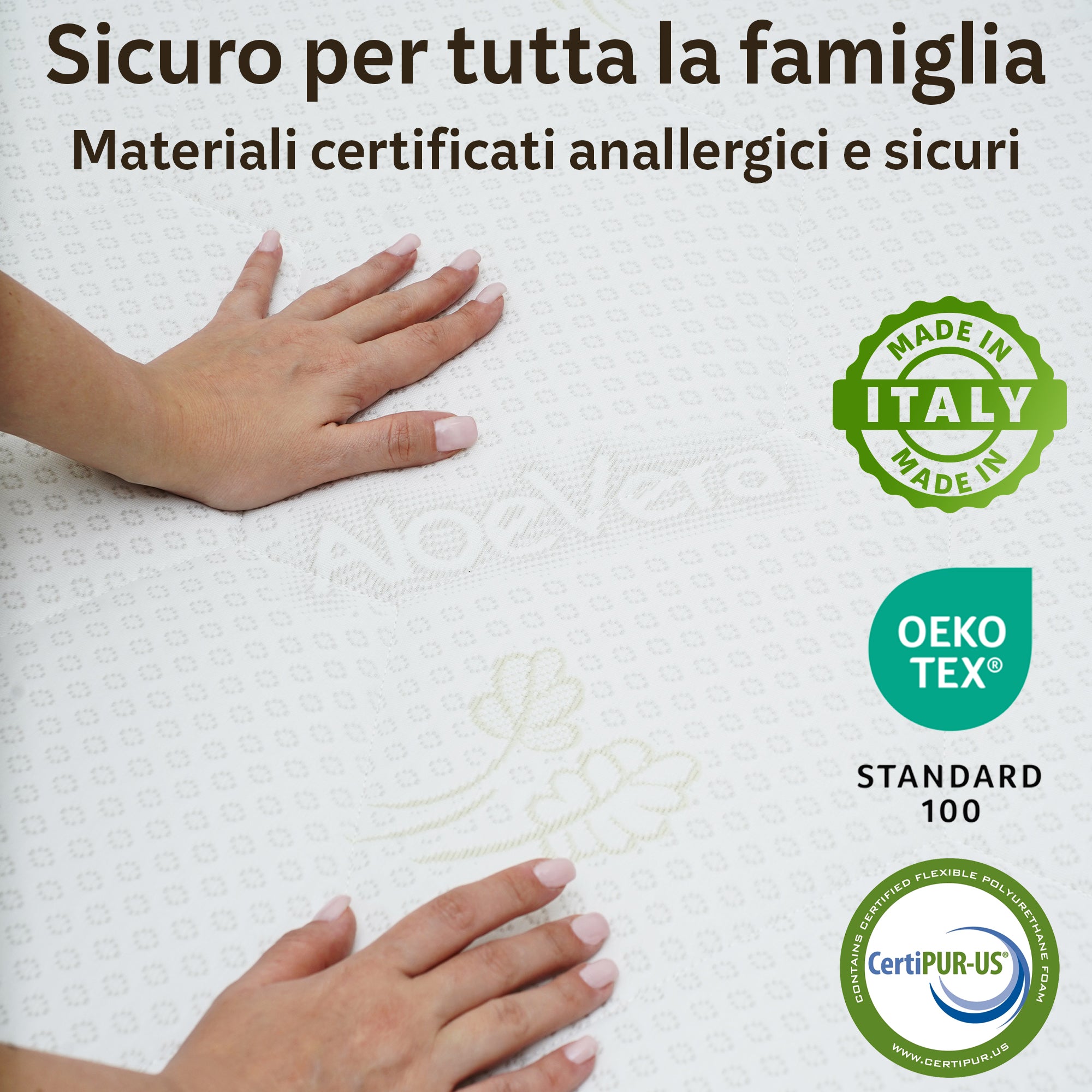 Materasso Sfoderabile con Zip in Waterfoam ad Alta Densità Rivestimento Aloe Vera