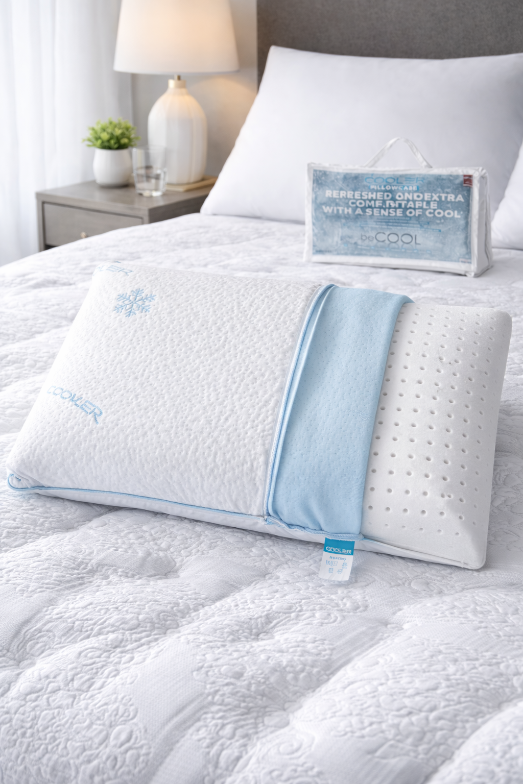 Cuscino Memory Foam con Federa ICE Effetto Ghiaccio 11 cm 13 cm 15 cm 18 cm