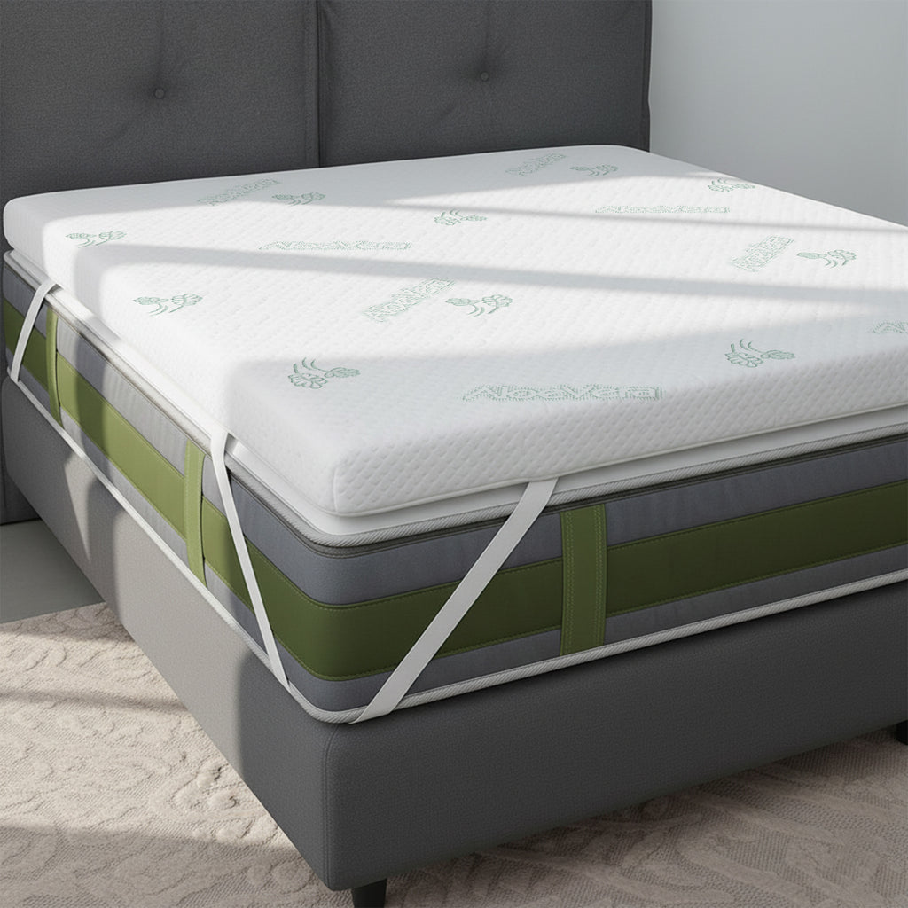 Copertura per Topper in Aloe Vera con Cerniera e 4 Elastici