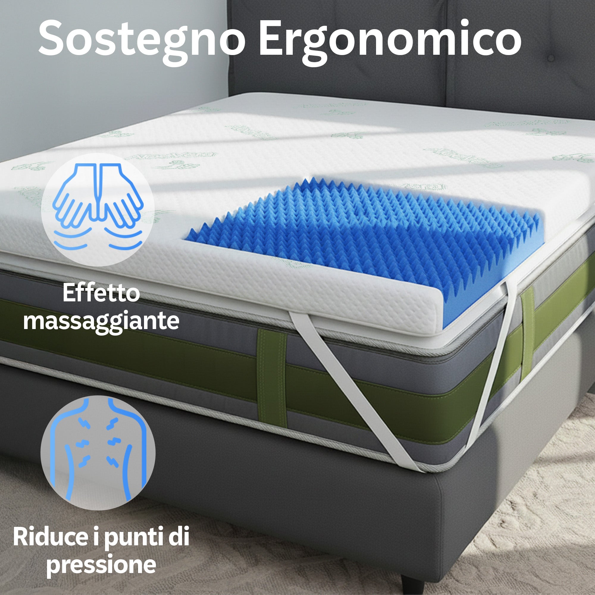 Topper per materasso, in memory foam rinfrescante, in gel di memoria, 5 cm, morbido materasso per divano letto, camper, certificato CertiPUR-US Topper per materasso, in memory foam rinfrescante, in gel di memoria, 5 cm, morbido materasso per divano letto, camper, certificato CertiPUR-US