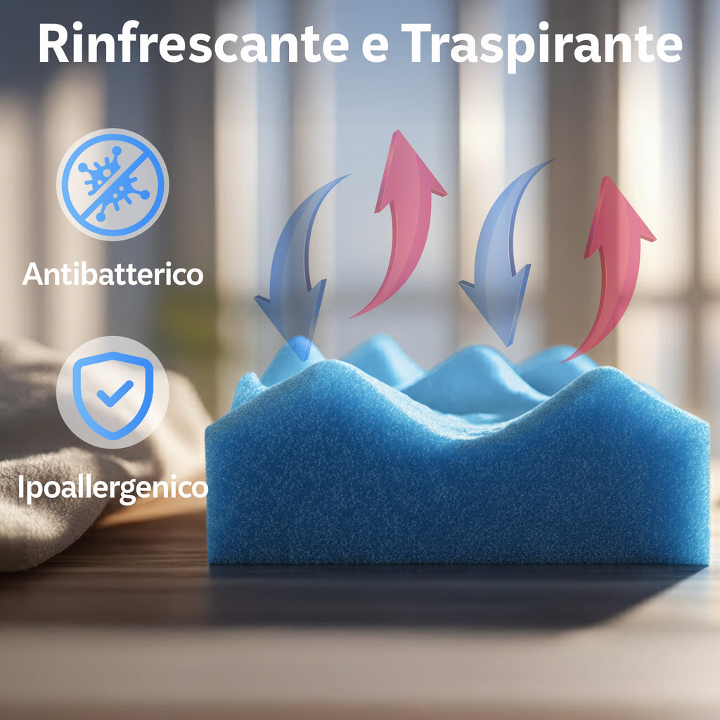 Topper "COMFYTOP" in Memory Foam 5 cm Sfoderabile in Aloe Vera