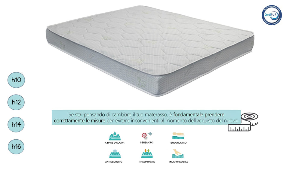 Materasso per Divano Letto Pieghevole in Water Foam con Rivestimento Aloe Vera